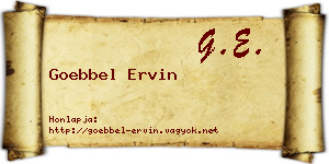 Goebbel Ervin névjegykártya